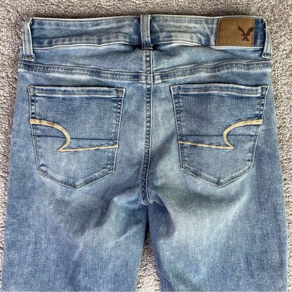 American Eagle Jeans Women's 0 Short Blue Skinny Low Rise Light Denim Stretch - Picture 4 of 12